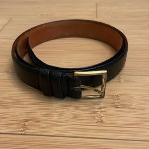 Black fine Calf Leather Belt 10173 01 with solid brass buckle